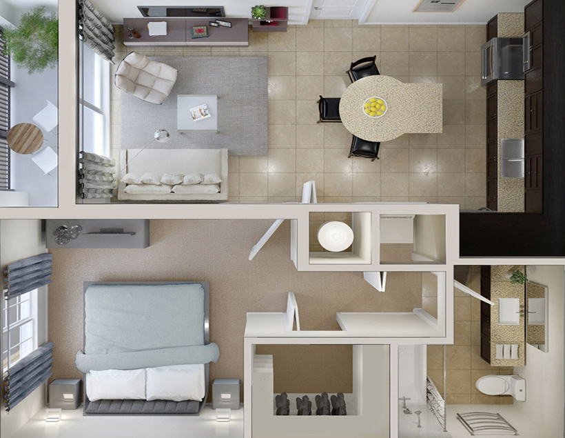 small home interiors flat plan